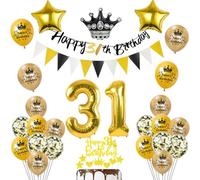 Globos 31 cumpleaños decoración negro/oro deco de cumpleaños 31 hombre mujer 31 cumpleaños deco, globo 31 cumpleaños hombre mujer feliz Happy 31th birthday guirnalda 31 cumpleaños pastel deco hombre