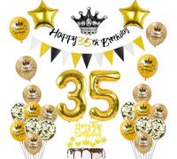 Globos 35 cumpleaños decoración negro/oro deco de cumpleaños 35 hombre mujer 35 cumpleaños deco, globo 35 cumpleaños hombre mujer feliz Happy 35th birthday guirnalda 35 cumpleaños pastel deco hombre