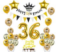 Globos 36 cumpleaños decoración negro/oro deco de cumpleaños 36 hombre mujer 36 cumpleaños deco, globo 36 cumpleaños hombre mujer feliz Happy 36th birthday guirnalda 36 cumpleaños pastel deco hombre