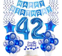 Globos 42 cumpleaños decoración hombre azul, globos 42 años decoración de cumpleaños para los hombre,globo de helio 42 globos de papel de aluminio, Happy Birthday 42 cumpleaños decoración hombre