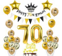 Globos 70 cumpleaños decoración negro/oro deco de cumpleaños 70 hombre mujer 70 cumpleaños deco, globo 70 cumpleaños hombre mujer feliz Happy 70th birthday guirnalda 70 cumpleaños pastel deco hombre