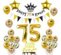 Globos 75 cumpleaños decoración negro/oro deco de cumpleaños 75 hombre mujer 75 cumpleaños deco, globo 75 cumpleaños hombre mujer feliz Happy 75th birthday guirnalda 75 cumpleaños pastel deco hombre
