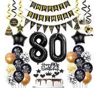 Globos 80 Años Hombre Mujer cumpleaños decoración oro negro globos 80 cumpleaños Hombre Mujer,cumpleaños 80 años Hombre Mujer globo negro decoración 80 Hombre globo Deco para Tartas 80 cumpleaños