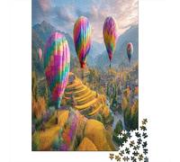 Globos aerostáticos flotan sobre Dorados arrozales Rompecabezas Puzzle,38x26cm/1000pcsAdulto Juego Educativo Decoración del Hogar