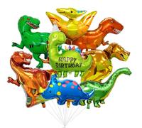 Globos Aluminio Dinosaurio, 8 Piezas XXL Dinosaurio Globoscon en Foil Con T-Rex, Velociraptor, Triceratops, Verdes Dino Animales Decoración para Fiesta de Cumpleaños y Selva