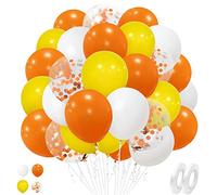 Globos Amarillos Naranjas, 50 Piezas Globos de Látex de Helio de 12 Pulgadas Naranja Amarillo Y Blanco Con Globos de Confeti Naranja Para Niñas Niños Cumpleaños Bautismo decoraciones de Fiesta