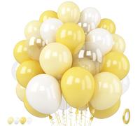 Globos amarillos y blancos, globos de helio de látex transparente de 12 pulgadas, color amarillo pastel, marfil y transparente, para decoración de cumpleaños de niños, despedida de soltera, baby
