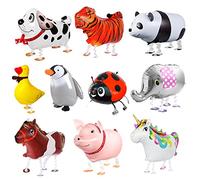Globos Animales 10pcs，Globos de animales que caminan，Globo de papel de animales，Decoración de fiesta de cumpleaños para niños Regalos de cumpleaños Juguetes para niños