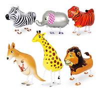 Globos Animales 6pcs，Globos de animales que caminan，Globo de papel de animales，Decoración de fiesta de cumpleaños para niños Fiesta en la jungla Regalos de cumpleaños Juguetes para niños