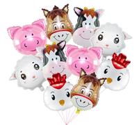 Globos Animales Granja, 10 Piezas Globo de Aluminio Animales Cumpleaños Lindo Balones de Aniversario Niños para Fiesta Temática de Granja, Decoraciones de Fiesta, Accesorios de Fotografía