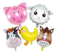 Globos Animales Granja, 5 PCS Globos Animales Granja Aluminio, Globos Animales Cumpleaños, Globo de Papel Aluminio Animales, Decoraciones de Cumpleaños de Granja, Globos de Cumpleaños para Niños