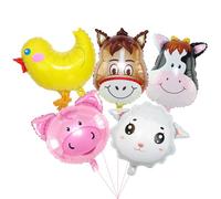 Globos Animales Granja, 5 Piezas Globo de Aluminio Animales Cumpleaños Lindo Balones de Aniversario Niños para Fiesta Temática de Granja, Decoraciones de Fiesta, Accesorios de Fotografía