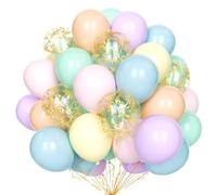 Globos arcoíris pastel, 60 piezas 12 pulgadas globos multicolores pastel globos fiesta colores surtidos con globos confeti para decoración cumpleaños baby shower aniversario