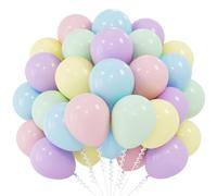 Globos Arcoíris Pastel, 62 Piezas Globos de cumpleaños Multicolores, Globo Pastel con Macarrón Rosa Amarillo Púrpura Verde Azul para Decoración Cumpleaños Baby Shower Bautizos San Valentín 12 Pulgadas