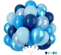 Globos Azul, 60 Piezas 12 Pulgadas Azul Nocturno Globos de Cumpleaños, Azules Claro Macaron Azules Globo de Látex Globo Fiesta para Cumpleaños Boda Baby Shower Bautizo Aniversario Decoración