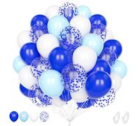 Globos Azul Blanco, 60 Piezas 12 Pulgadas Mate Azul Real Látex Confeti Globos para Cumpleaños de Niños Hombres Baby Shower Revelación de Género Aniversario Graduación Compromiso Boda Fiesta Decoración