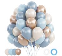 Globos Azul Oro, 62 Piezas Globo de Cumpleaños Azules Champán Dorado, Globo Azul Bluey Dorado Blanco Beige con Metálicos Oro para Decoración Fiesta Cumpleaños Niño Baby Shower Bautizo Boda 12 Pulgadas