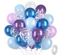 Globos Azul Púrpura, 30 Azul Lavanda Metalizado, Globos Helio Confeti Plateados Copo Nieve Para Cumpleaños, Bodas, Confirmación, Compromisos, Baby Showers, Despedidas Soltera