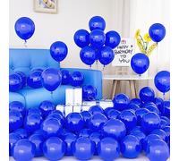 Globos Azul Real, 50 Globos Látex 5 Pulgadas de Globos Azul Zafiro Oscuro Mate Helio con Cinta para Hombres Mujeres Niños Fiesta de Cumpleaños Decoración Festival Baby Shower Bodas Escolar Graduación