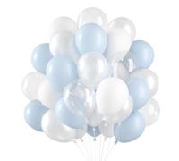 Globos Azule Blanco 60 Piezas, 12 Pulgadas Globo de Látex Azules y Blancos Transparentes, Globos de Cumpleaños para Bodas Cumpleaños Fiestas Baby Shower Graduación Nupciales Decoraciones de Arcos