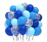 Globos Azules,100 Piezas Globos Látex Azul con Confeti,12 Pulgadas Globo Azul Helio para Cumpleaños Boda Baby Shower Fiesta Arco Decoracion