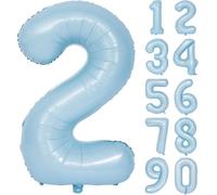 Globos azules 2 globos azul mate número 2 globos azul claro 2 globos de 40 pulgadas globo de helio Mylar para cumpleaños decoraciones de fiesta de cumpleaños niñas niños bebé ducha boda aniversario