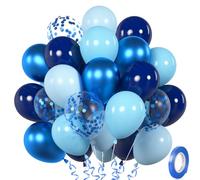 Globos Azules, 30 Metálico Azul Marino Confeti, Globo Helio Azul Claro para Niño, Hombre, Cumpleaños, Boda, Confirmación, Compromiso, Baby Shower