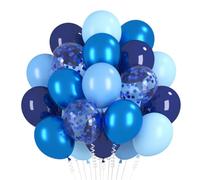 Globos Azules, 60 Globos Azul Marino Metalizado, Globo Azules Confeti Azul Claro para Bebé Helio para Cumpleaños De Chico, Boda, Ceremonia De Iniciación A La Edad Adulta, Compromiso, Baby Shower