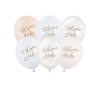 Globos azules de bienvenida para bebé, paquete de 6 unidades, 30 cm, decoraciones de baby shower, suministros de globos para fiesta de niño