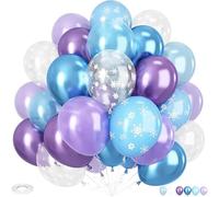 Globos azules, morados y blancos, 70 unidades, 30 cm, globos de cumpleaños, copos de nieve, confeti, globos de látex para decoración de cumpleaños, decoración de bodas, fiestas