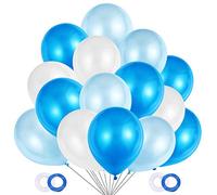 Globos Azules y Blancos,100 Piezas Azul Globos Helio Latex Perla Ø 30 cm para Bebe 1 Año Cumpleaños,Niño Bautizos Comunion Baby Shower Azul,Bodas Aniversario Graduacion Fiesta Arco Decoracion