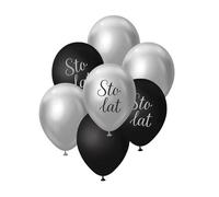 Globos B&C Ramo Plata Negro Cien Años 7 Piezas