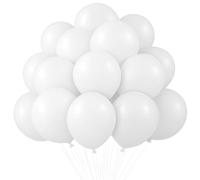 Globos Blanco, 100 Piezas Globos de Látex Blanco, 10 Pulgadas Globo Cumpleaños Blancos, Blancos Guirnalda de globo para Cumpleaños Fiesta Baby Shower Bodas Bautizo Graduación Decoración Fiesta