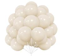 Globos Blancos Arena, 30 Globos Látex de 12 Pulgadas de Globos Blanca Retro Helio con Cinta para Niñas Mujeres Niños Fiesta de Cumpleaños Decoración Festival Baby Shower Bodas Graduación Aniversario