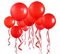 Globos blancos de 36 pulgadas, 10 globos gigantes de látex con 2 rollos de cinta blanca para decoración de bodas, cumpleaños, fiestas de Navidad y sesiones de fotos (rojo)