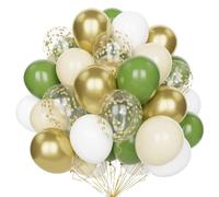 Globos Blancos Verde Salvia, 60 Piezas 12 Pulgadas Globos Fiesta Salvia Verde Oro Blanco con Globos Confeti para Cumpleaños Boda Baby Shower Decoración Aniversario