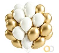 Globos blancos y dorados, 30 unidades, decoraciones de cumpleaños doradas | Kit de globos para cumpleaños, boda, aniversario, graduación, baby shower, decoración de fiesta temática