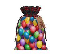 Globos coloridos con estampado de cielo azul, bolsa de regalo de Navidad con cordón, necesidades de envoltura para bolsas de Navidad, regalos de fiesta
