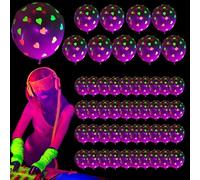 Globos con brillo de neón: globos reactivos a los rayos UV, decoración de látex con luz negra, fiesta fluorescente con colores brillantes | Decoración de eventos para danza, carnaval, celebración