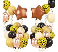 Globos con estampado de guepardo marrón y dorado, caqui, negro, blanco, zoológico, leopardo, selva, safari, juego de decoraciones de cumpleaños, cacao, café, estrella, globo de aluminio para baby