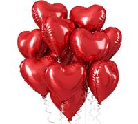 Globos con forma de corazón de 18 pulgadas, color rojo, con forma de corazón, 12 unidades, para San Valentín, bodas, compromisos, cumpleaños, fiestas, decoración (rojo)