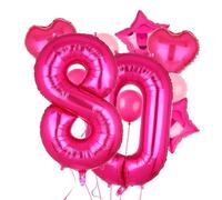 Globos con números de 40 pulgadas, color rosa intenso, globo de número 80 grande, aniversario, evento, celebración, despedida de soltera, vaquera, Let's Go Girls, temática rosa, suministros de
