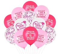 Globos con texto en alemán "Alles Gute zum Muttertag Globons, 16 Stück 12 Zoll Pink WeißLatexballons, Alles Liebe Zum Muttertag Deko Ballon, "Glück ist eine Mama wie dich zu Haben", Geschenk für