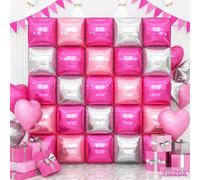 Globos cuadrados de aluminio de doble cara rosa y plateado, kit de arco de túnel para fiesta temática de princesa, cumpleaños, niña, baby shower, aniversario, boda, graduación 2025