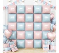 Globos cuadrados de aluminio rosa y azul, 25 globos de doble cara pastel, crema, rosa, azul, kit de arco de túnel para niños o niñas, decoraciones de revelación de género, fiesta de cumpleaños, baby