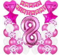 Globos Cumpleaño 8 Años Rosa,Decoración de Cumpleaño 8 Años,8er Cumpleaños Globos,Feliz Cumpleaño Decoración,Guirnalda Cumpleaño,Globo Helio Cumpleaño Adultos Niñas