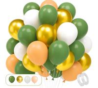 Globos Cumpleaños 52 Pcs Verde Oliva Blanco Dorado Melocotón 12” Kit Arco Guirnalda Globos Decoración Boda Baby Shower Comunión Bautizo Fiesta Elegante