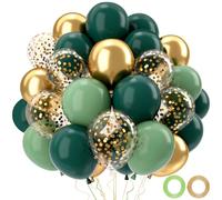 Globos Cumpleaños Verde Dorado, 52 Piezas Globos Helio Retro Verde Dorado Para Bodas, Cumpleaños, Fiestas Bebé, Baby Shower, Bautismo, Decoración De Cumpleaños, 12 Pulgadas