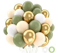 Globos Cumpleaños Verde y Dorado, 52 Piezas Globos Verde y Blanco Metálicos Dorados, Globo Decoración Salvia Blancos Dorados Para Bautizos Bodas Baby Showers, 12 Pulgadas