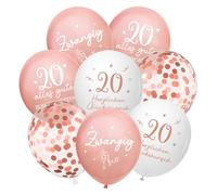 Globos de 20 años de cumpleaños, 24 unidades, decoración para el 20 cumpleaños para niñas y mujeres, 20 globos de feliz cumpleaños, oro rosa 20 cumpleaños decoración para novia e hija